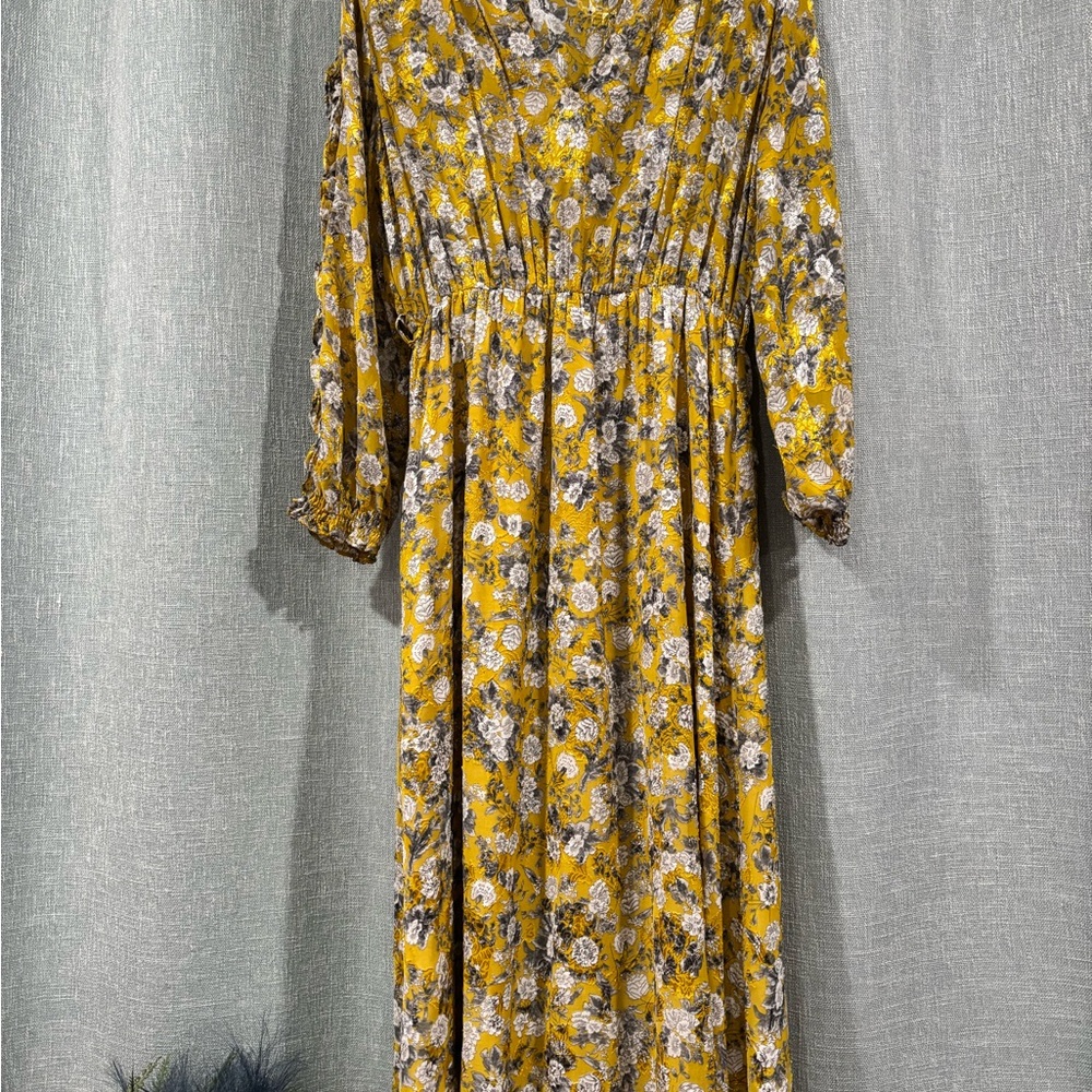 Zara Yellow Floral Long Sleeve Dress